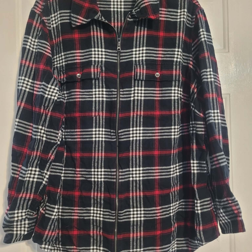 Chaps Black and Red Plaid Women's Utility Jacket